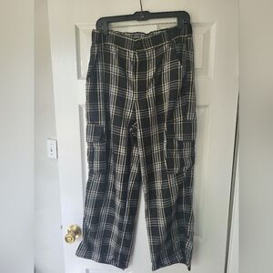 Wide Leg Plaid Cargo Pants- Rue21